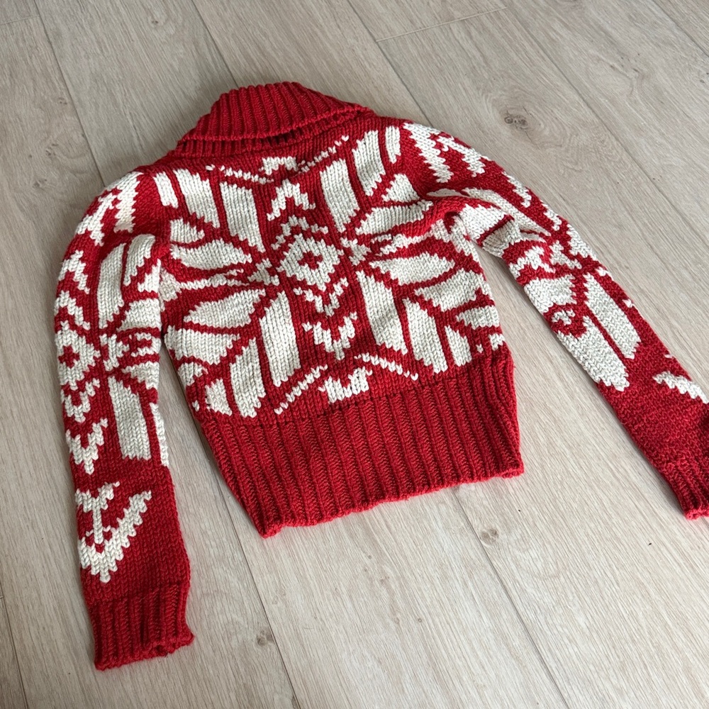 American Eagle | Holiday Snowflake Fair Isle Wool Blend Cardigan